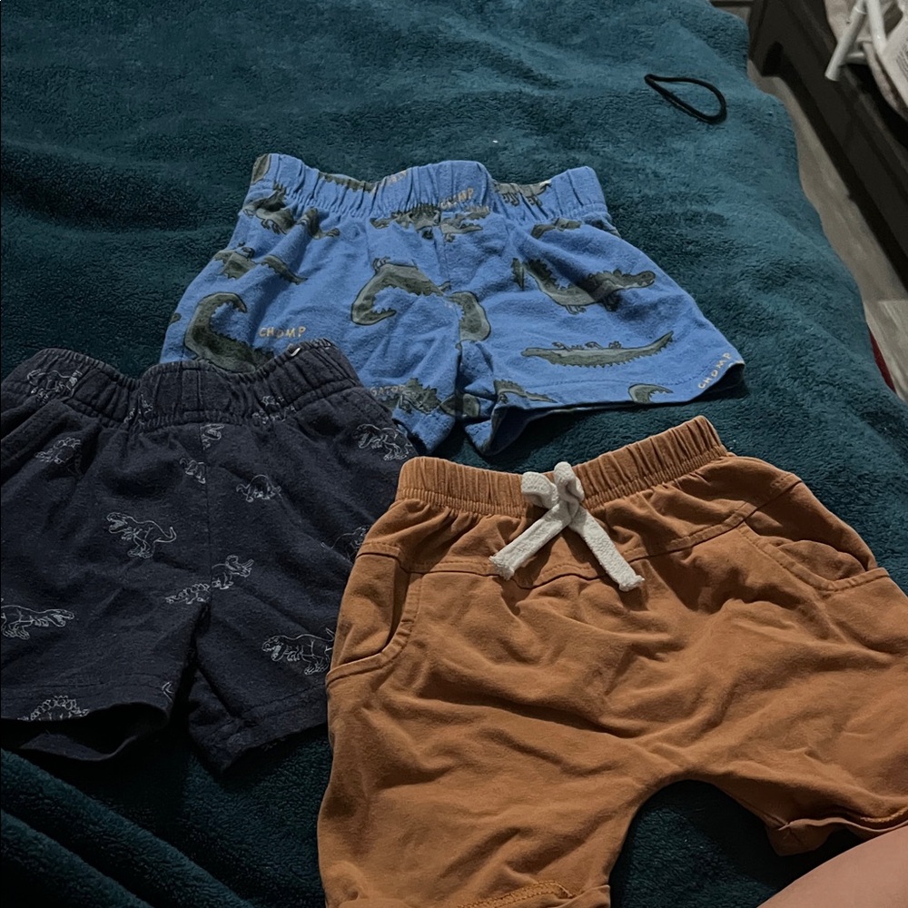 Kids Dinosaur and Solid Shorts Set